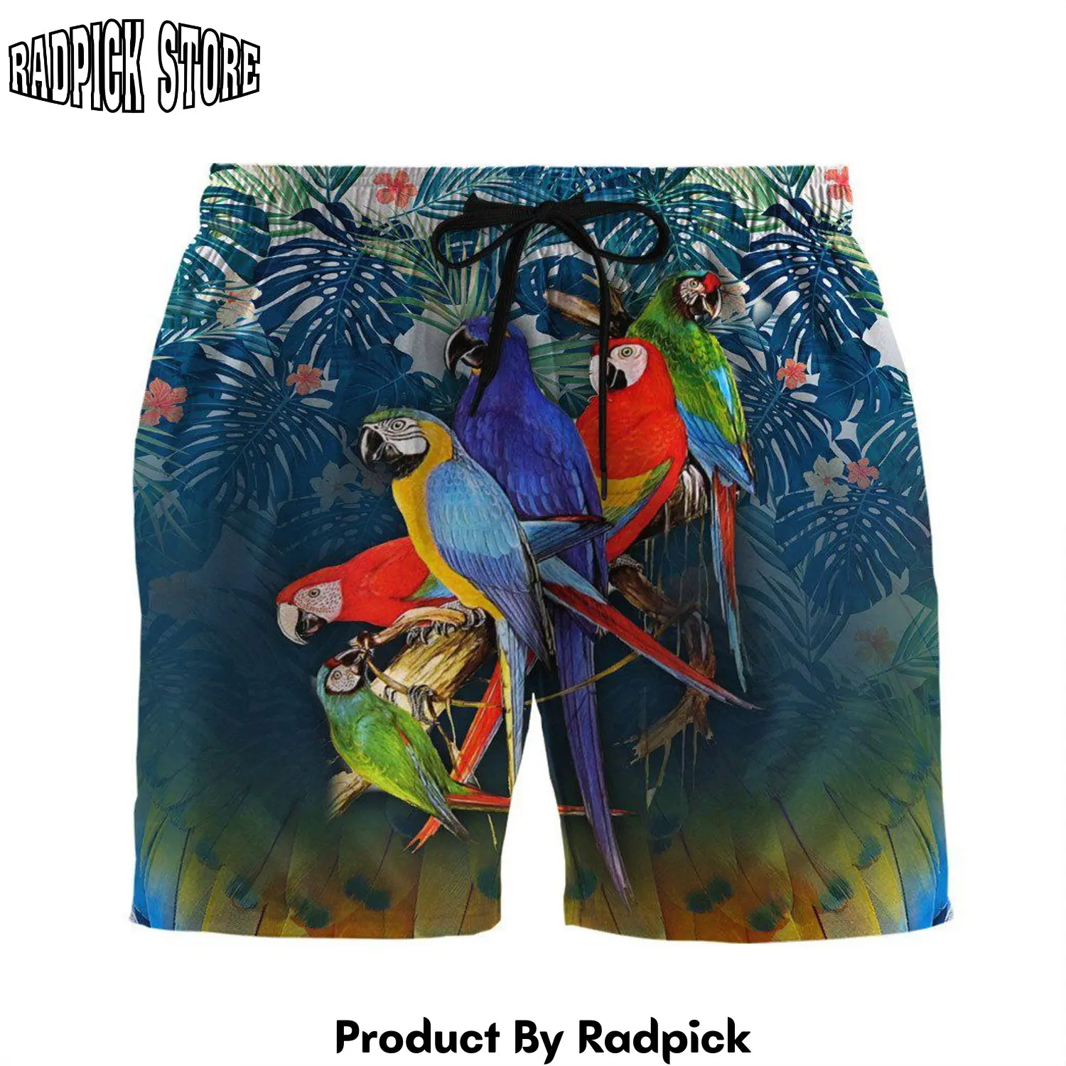 Radpick 3d parrot hawaii custom beach shorts swim trunks rp631298